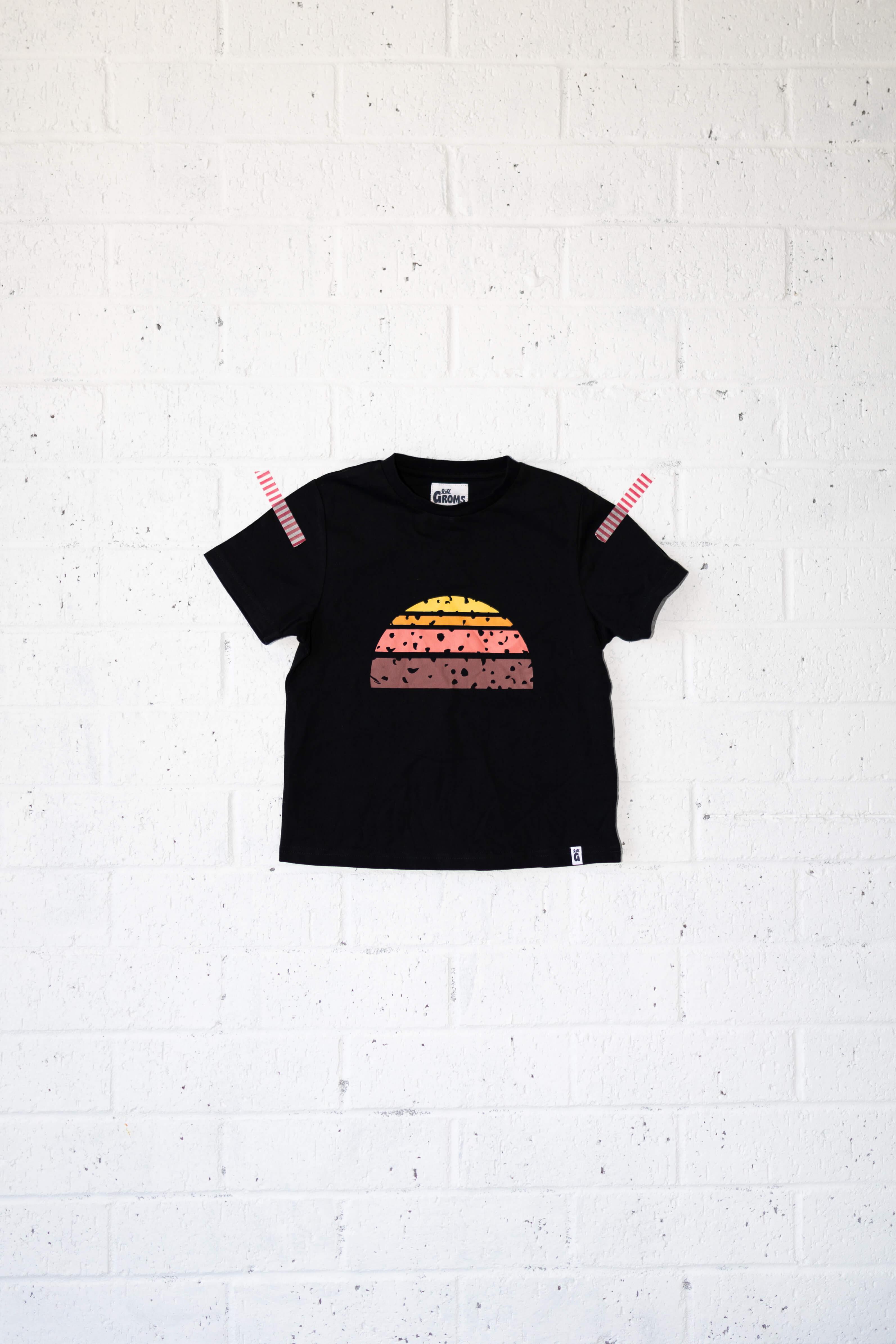 sunset black tee - Lil Groms Kids Co