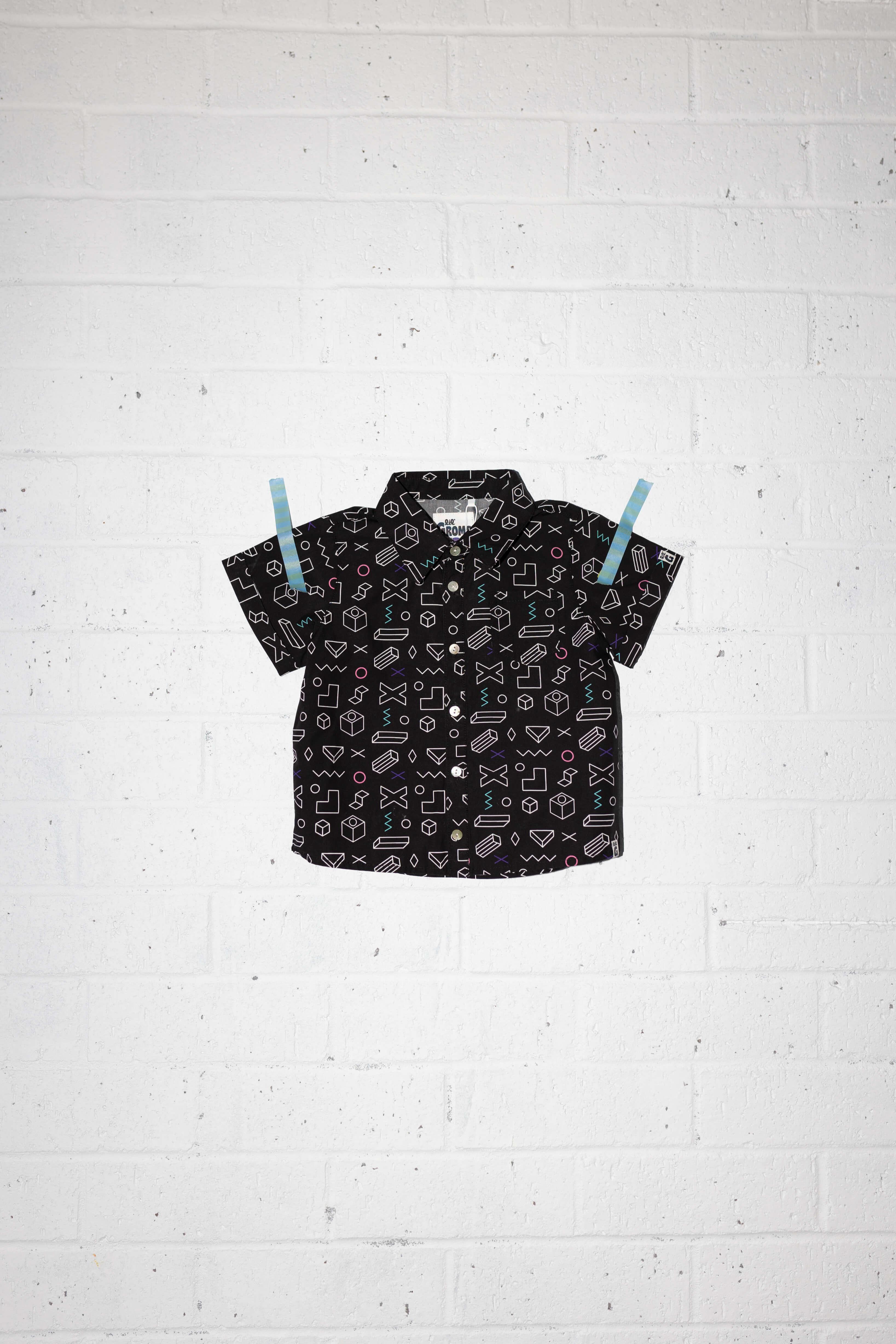 its all geo black short sleeve shirt - Lil Groms Kids Co
