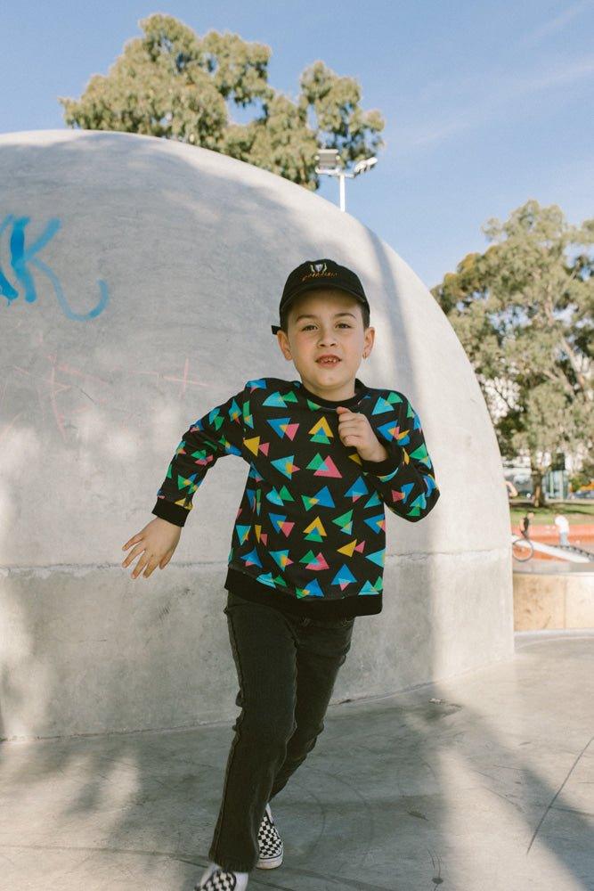 crazy triangl black jumper - Lil Groms Kids Co
