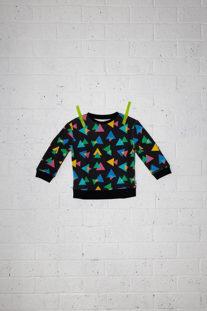 crazy triangl black jumper - Lil Groms Kids Co