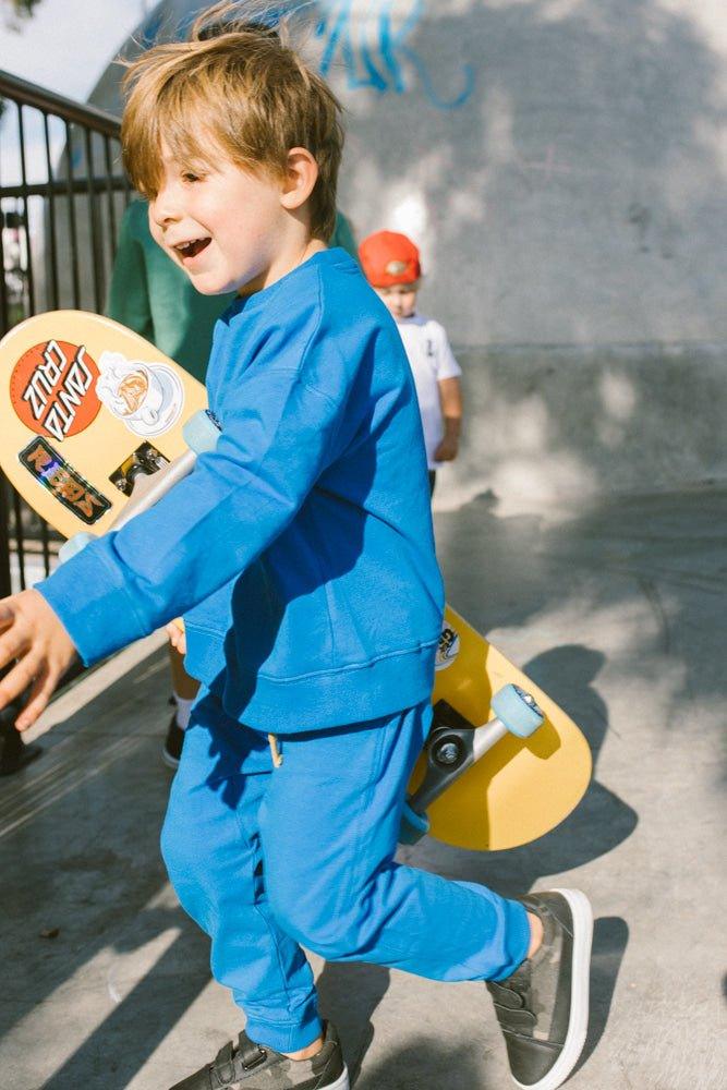 lil g everyday blue jumper - Lil Groms Kids Co