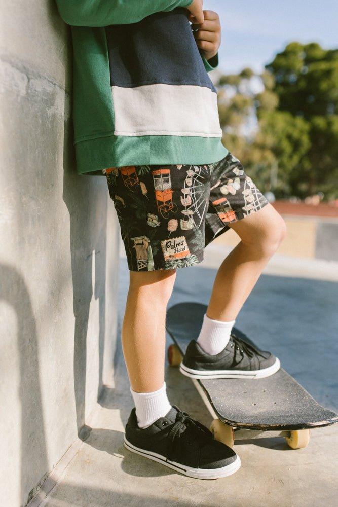 cali love playground woven shorts - Lil Groms Kids Co